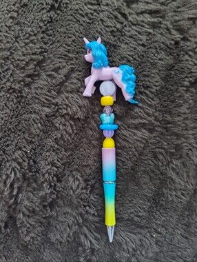 Unbranded Blue & Pink Unicorn Bead Pen for Kids